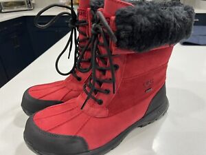 UGG Butte Men’s Waterproof Leather Sheepskin Boots Samba Red Size 11.5 MSRP $240