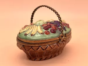 Limoges Peint Main Porzellan Frankreich Obstkorb Design handbemalt Schmuckdose - Bild 1 von 9