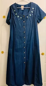 Roaman's Denim long Dress 100% cotton Sz 14W - Picture 1 of 6