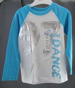 Total Girl, Small (4), White/Blue “Dance” Jersey, New with Tags - Picture 1 of 5