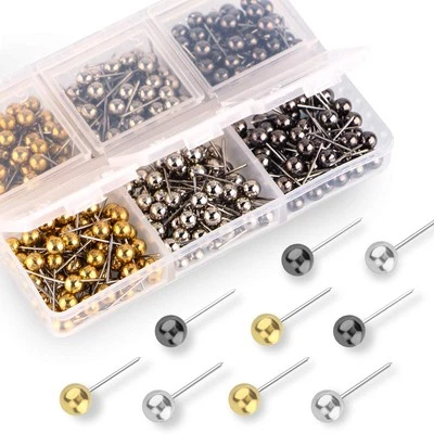 Yalis Push Pins Map Tacks 1/8-Inch Retro Metallic Color Beads Head Marking Pins, - Image 1 of 4