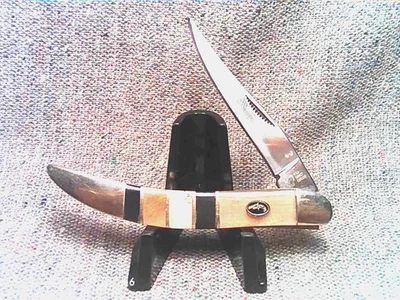 Classic Texas Toothpick Knife Cape Buffalo & Ox Horn Handles by Wild Turkey, 3" - Image 1 of 4