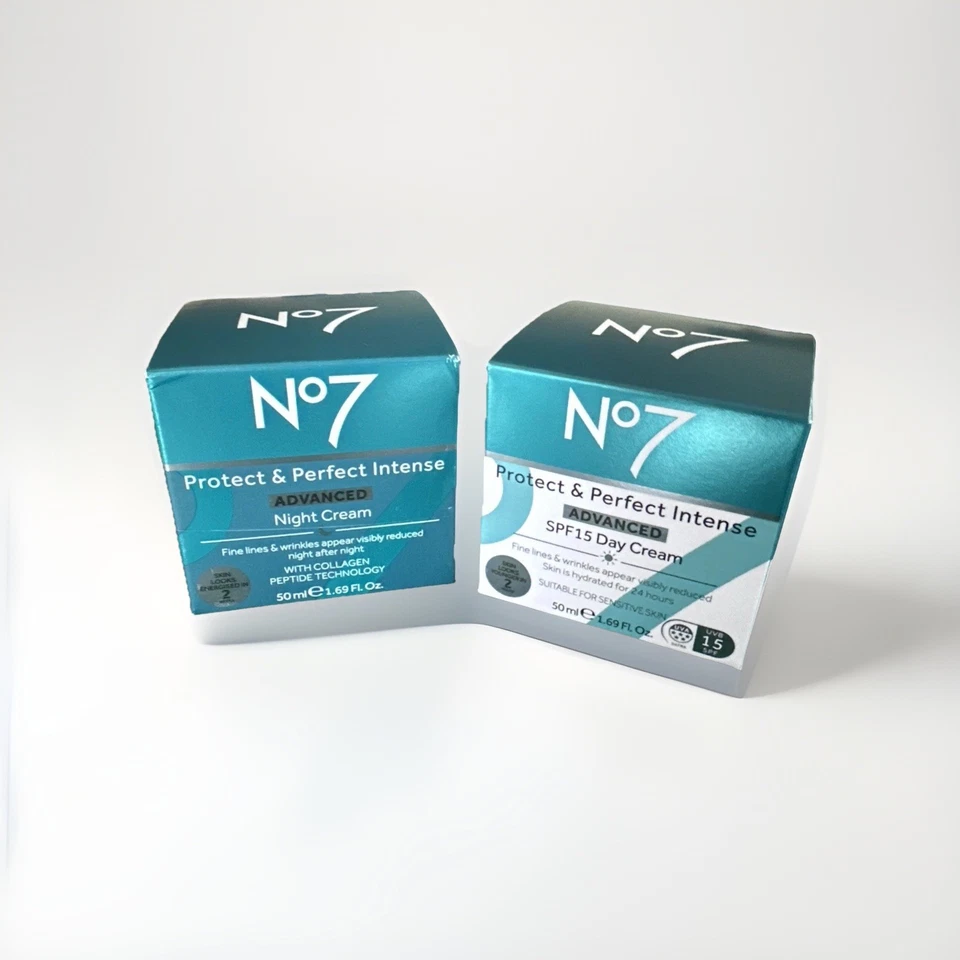 2 × No7 Protect & Perfect Intense ADVANCED Day & Night Cream SPF15. ( 2 x 50ml ) - Image 1 of 1