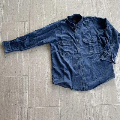 Vintage Boston Traders Long Sleeve Denim Shirt Men's Large Button Up 90s Blue - Image 1 of 4