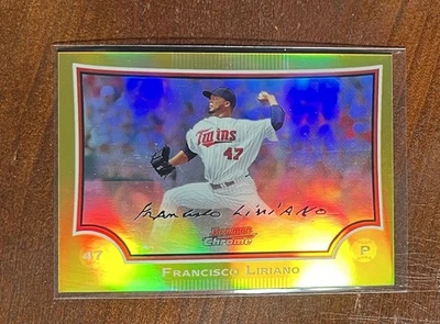 Bowman Chrome Francisco Liriano 2009 dorado🥇refractor🌈como nuevo💎Súper raro🚨/50 Foto 1 de 4