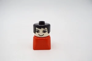 Vintage LEGO DUPLO Woman Figure Black Hair Red Body 1970s-1980s Classic - Picture 1 of 5