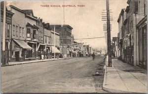 1910s CENTRALIA, Washington Postcard "TOWER AVENUE" Downtown Street Scene UNUSED - Picture 1 of 2