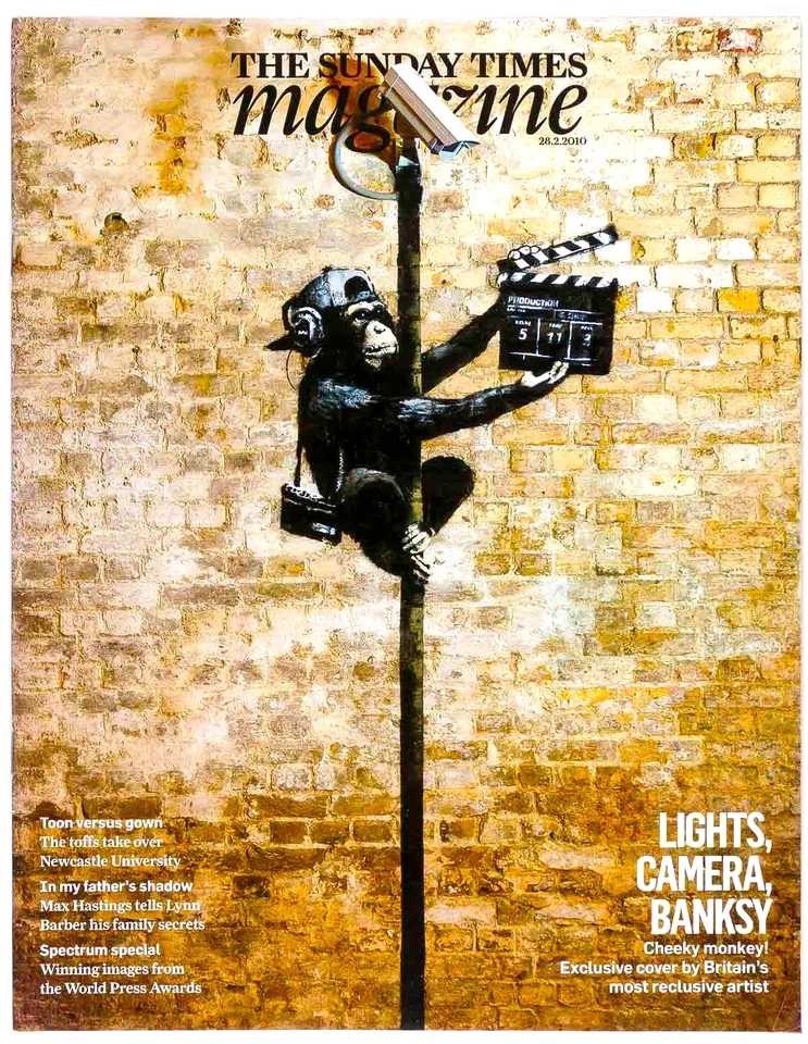 BANKSY exclusive Surveillance Monkey SUNDAY TIMES MAGAZINE February 28 2010 ART - Image 1 of 4