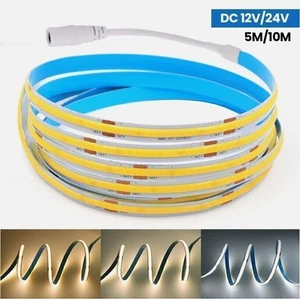Bright 12V 5M 10M 480leds/m COB LED Flexible Strip light DC 12V 24V Home TV Deco - Picture 1 of 13