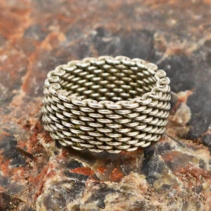 Sterling Silver 925 Authentic Tiffany & Co Sommerset Mesh Ring Size 7.5 - Picture 1 of 4