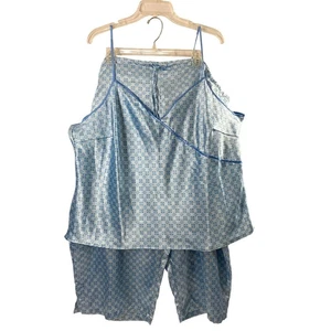 Secret Treasures Pyjama Set Damen 3X Blau Blumen Cami Top Capri Satin Lounge - Bild 1 von 15