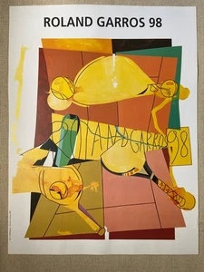 HERVE TELEMAQUE ROLAND GARROS TENNIS OPEN ABSTRACT POSTER print ORANGE YELLOW - Picture 1 of 7