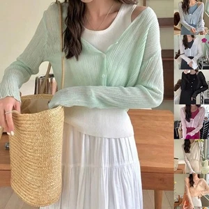 Womens Fashionable Loose Knit Shawl Top Suitable for Spring and Summer - Picture 1 of 21