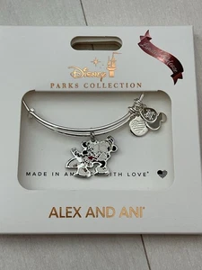 Disney Alex & Ani 2020 Christmas Mickey & Minnie Ice Skating Bracelet LE New - Picture 1 of 4