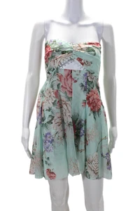 Alice McCall Womens Cotton Floral Print Sweetheart Neckline Dress Green size 6 L - Picture 1 of 7