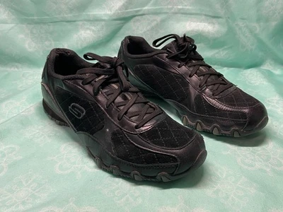 Skechers Sneakers Womans 7.5 Black bikers Shoes Memory - Image 1 of 4