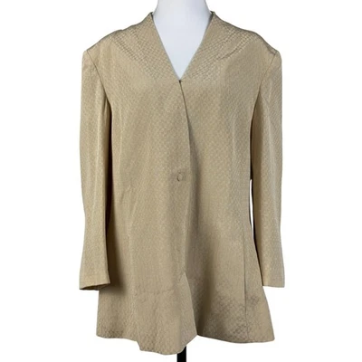 Giorgio Armani Black Label Silk Blend Blazer Womens M Beige Textured Modern - Image 1 of 4