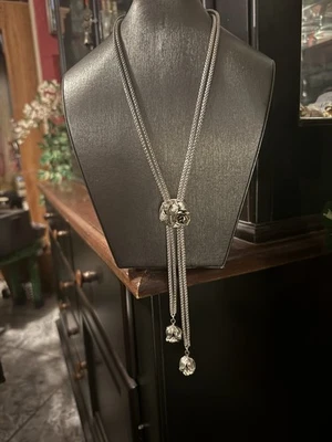 Collar cadena artesanal BOLO flor rosa 29" plata esterlina vintage Danecraft Foto 1 de 4