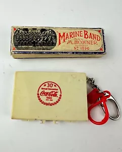 Vntg Marine Band Hohner 1896 Blues Harmonica + Coca-Cola Minature Backgammon - Picture 1 of 8