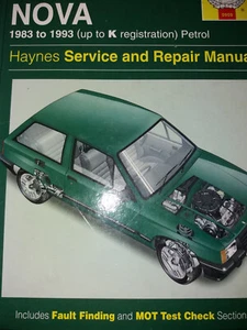 Vauxhall Nova, Haynes Manual Petrol 1983-1993 (up to K reg) - in used condition. - Picture 1 of 2