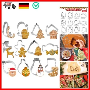 12 Stück Ausstechformen Weihnachten, Edelstahl Ausstecher Set, Weihnachten Pl... - Bild 1 von 9