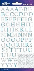 STICKO ALPHABET STICKERS - LIGHT BLUE GOUDY - SMALL - Approx 12mm - 2 SHEETS - Picture 1 of 1