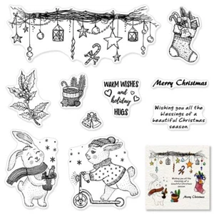 Christmas Rabbit Clear Stamps for Card Making Decoration and Scrapbooking Sup... - Picture 1 of 5