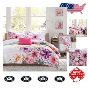 Teen Bedroom Essential: Olivia Pink Floral Comforter Set, King/Cal King, 5-Piece - Picture 1 of 11