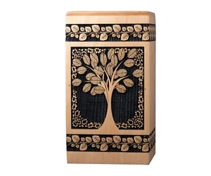 Beechwood Antique Wooden Urn Tree of life Personalize Memorial Box Pet Ashes - Picture 1 of 8