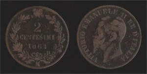 2 CENTESIMI 1862 N NAPOLI - VITTORIO EMANUELE II "RARA" - Imagen 1 de 1