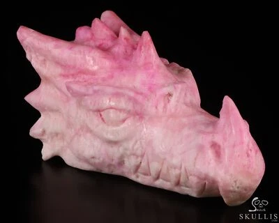 Escultura de calavera cabeza de dragón de cristal tallada a mano aragonita rosa de 5,9", curación Foto 1 de 4