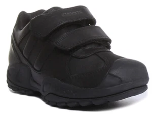 Geox Kids J Savage Kinder Klettverschluss Riemen Leder Turnschuhe In Schwarz Größe 9-6 - Bild 1 von 6