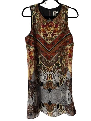 Платье цельнокроеное Julian Taylor New York винтажное без рукавов с цветочным узором пейсли размер 10 с подкладкой - Изображение 1 из 4