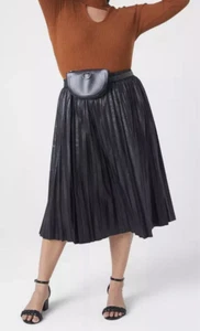 Lane Bryant Rock Damen 14/16 schwarz Kunstleder Plissee ausgestellt Swing Midi - Bild 1 von 11