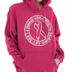 Pink Ribbon Courage Strength Hope Survive Womens Hooded Sweatshirts Hoodies - Picture 1 of 10