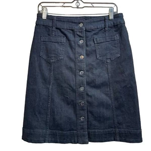Gonna in denim antracite Chaps anteriore con bottoni midi diritta donna taglia 6 - Foto 1 di 8