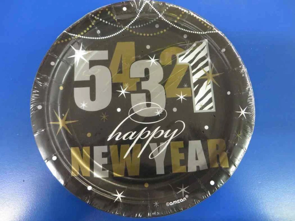 Wild Countdown Zebra New Year's Eve Holiday Cocktail Party 7" Dessert Plates - Image 1 of 1