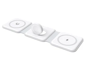 Chargeur sans fil pliable 3 en 1, station de charge chargeur Magsafe - BLANC - Photo 1 sur 8