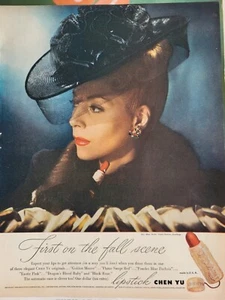 1944 Chen Yu Golden Mauve Lippenstift Fingernagellack Mme. Reine Mütze Vintage Anzeige - Bild 1 von 1
