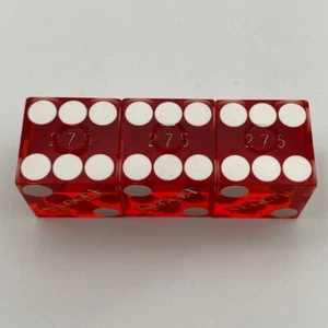 Set of 3 Vintage Dice Used at Nugget Pahrump NV  Matching #275 Red - Picture 1 of 3