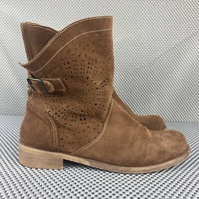 Sundance Botines Mujer Talla 37 Marrón Hebilla Botas Occidentales Hechas en Italia Foto 1 de 4