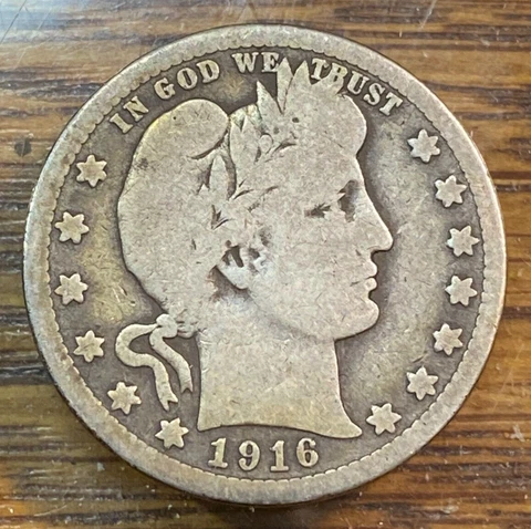 1916-D Barber Quarter Nice Original G/VG CHRC Cover