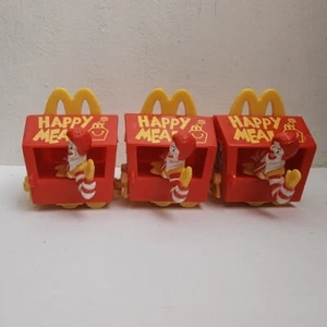 Vintage 1994 Happy Meal Ronald McDonald Zug Begleitwagen 3 Stück McDonalds Spielzeug - Bild 1 von 11