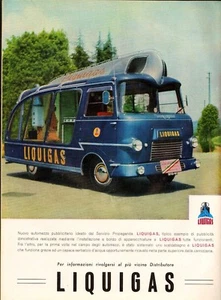 PUBBLICITA' 1954 AUTOBUS CAMIONCINO OM PROPAGANDA LIQUIGAS GIRO D'ITALIA  - Foto 1 di 1