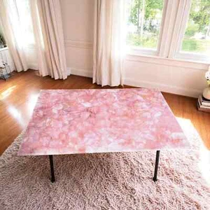 36"x24" Elegant Rose Quartz Stone Dining Table Crystal Healing Gemstone Decors - Picture 1 of 6