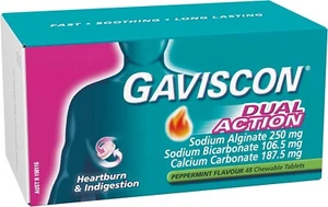 Gaviscon Chewable Peppermint Heartburn & Indigestion Relief Tablets 48 Count - Picture 1 of 7