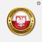 Poland Coat Of Arms Glossy | 4'' X 4''' Okrągły magnes dekoracyjny
