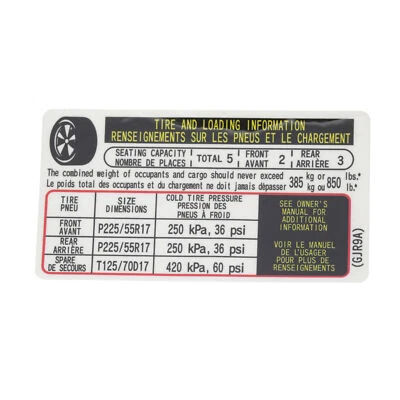 NEW OEM GENUINE Mazda 2016-2021 Mazda6 Tire Information Label Decal GJR9-69-014B - Изображение 1 из 3