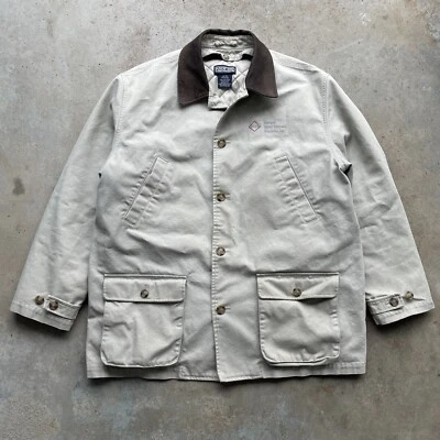 Chaqueta de Colección Años 90 Lands' End Para Hombre Tareas Acolchada Forrada Talla: XL Beige Abrigo de Granero Foto 1 de 4