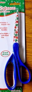 New 8" Scissors Stainless Steel Lightweight Sharp Blue With Hot Cocoa Cups Mugs - Picture 1 of 3
